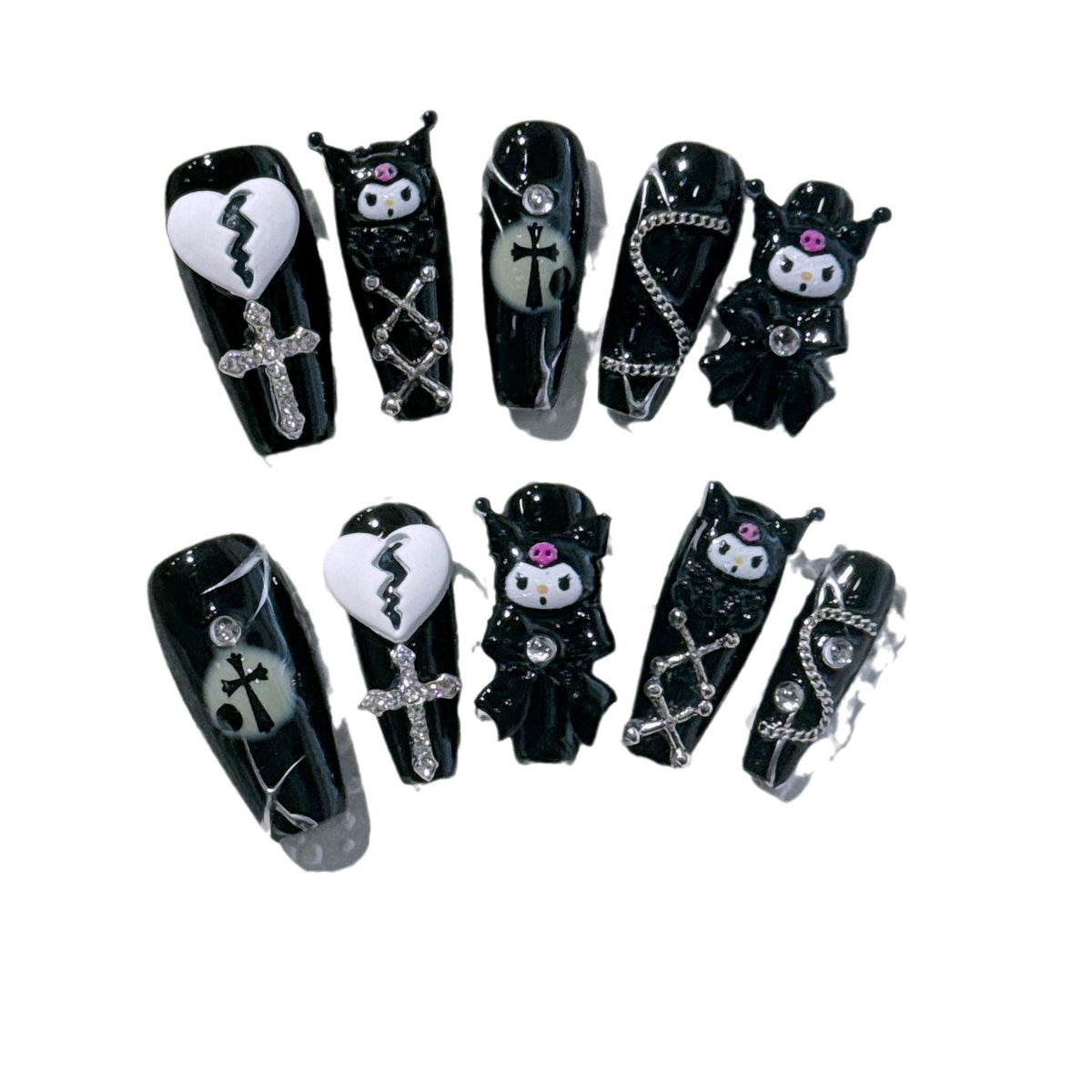 Gothic-inspirierte dekorative Press-On-Nagelkunstset