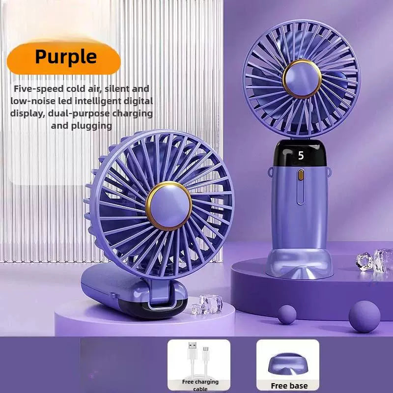 Unisex Einheitsgröße faltbarer wiederaufladbarer Handventilator mit mehr Geschwindigkeit LED-Display abnehmbarer Ladebasis Brehn