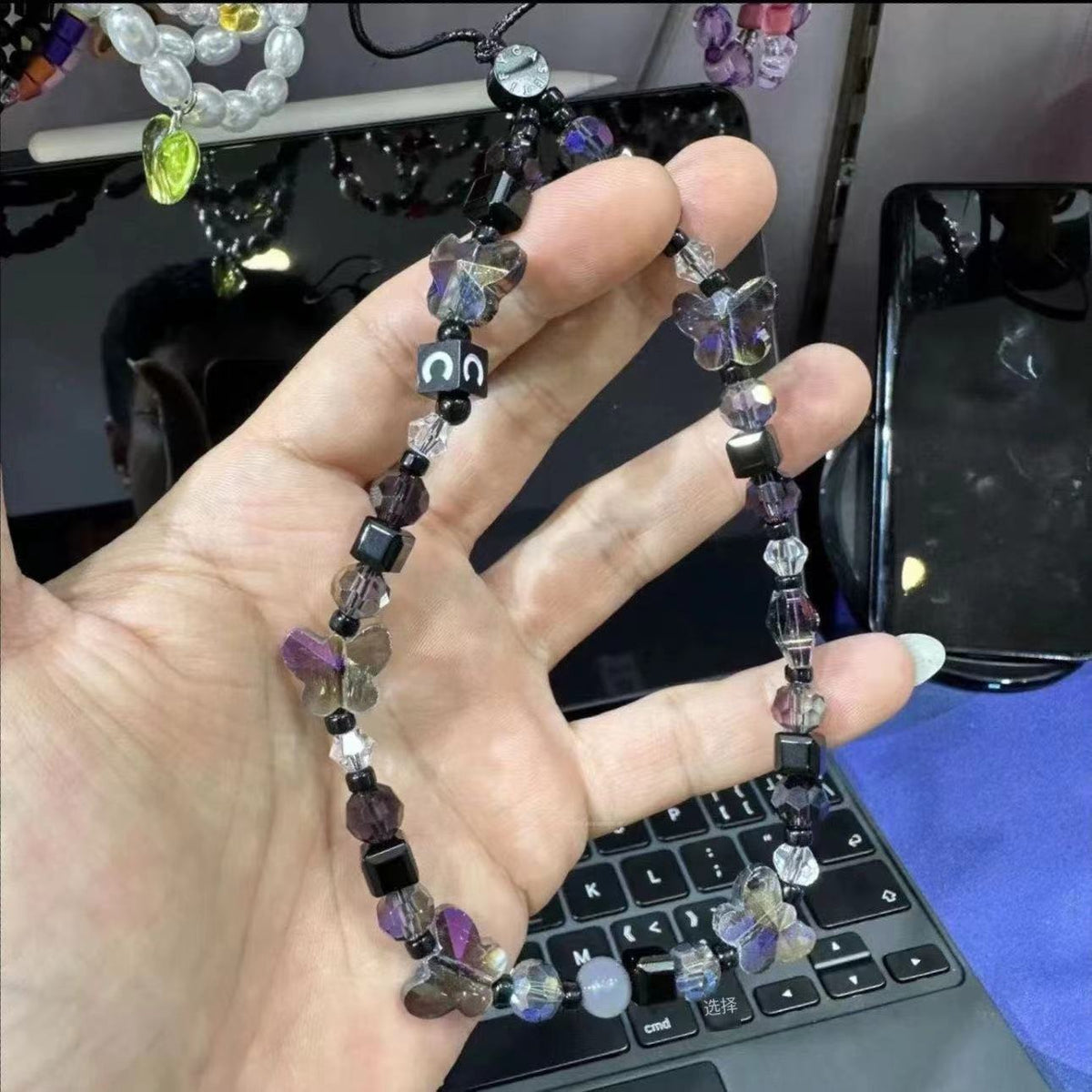 Künstlerische Schmetterling Perlen Handy Lanyard Brehn