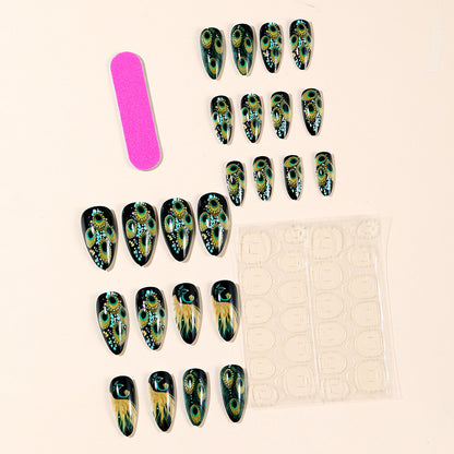 Pfau-inspiriertes 3D-Nail Art Set Brehn