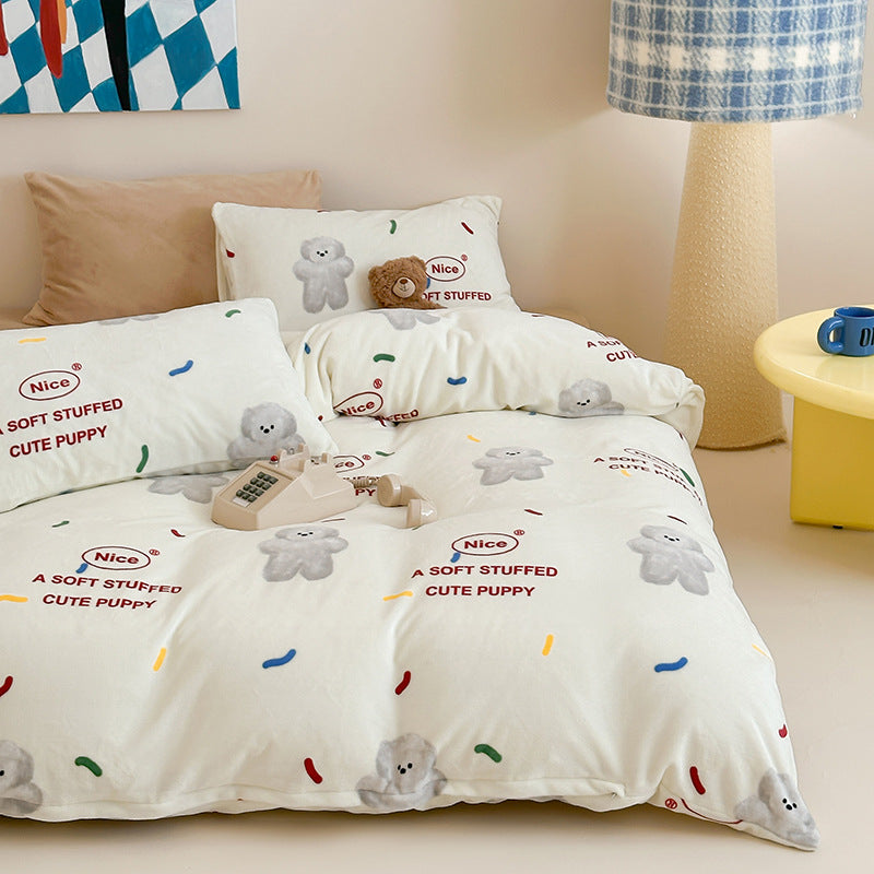 Kinderbettwäsche-Set mit niedlichem Dackelprint aus weichem Baumwoll-Musselin