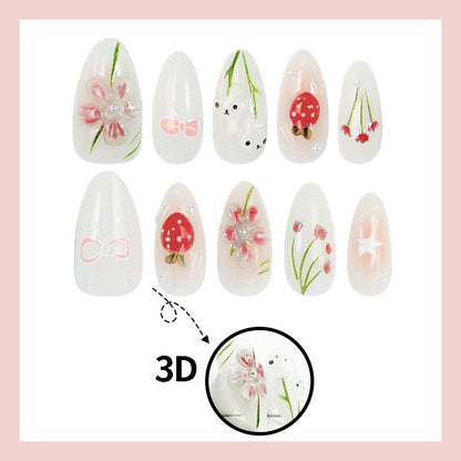 Kunstnagelset mit floralen Motiven und verspielten Details Brehn