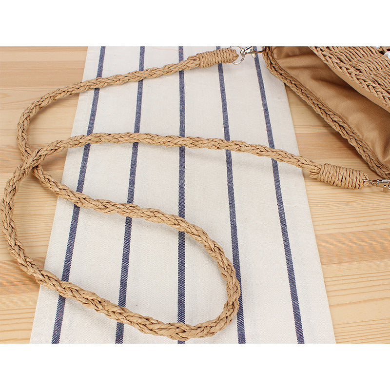 Handtasche Aus Handgewebtem Naturmaterial mit Perlenverzierung Brehn