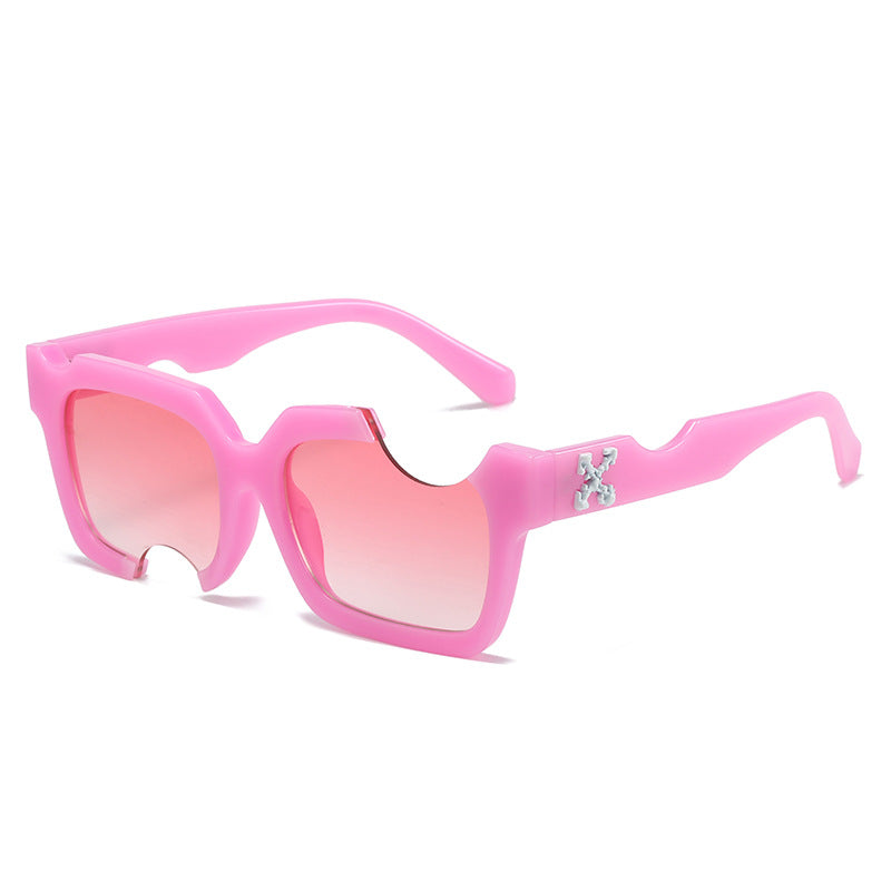 Damen moderne, geometrische Sonnenbrille mit außergewöhnlichem Rahmen Brehn
