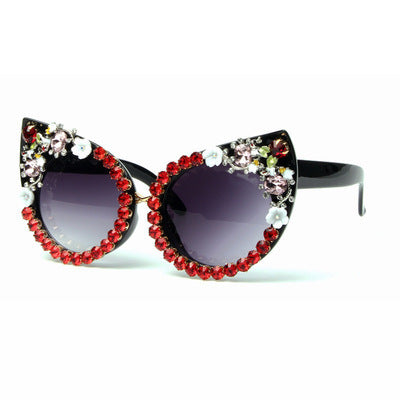 Damen Cat-Eye Sonnenbrille mit funkelnden Schmucksteinen Brehn