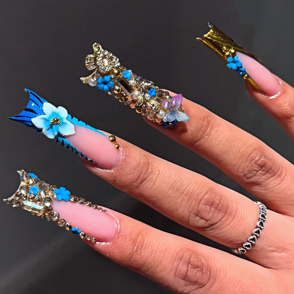 Künstlerisch Blumenschmuck Druck-auf-Nagelverlängerungen Brehn