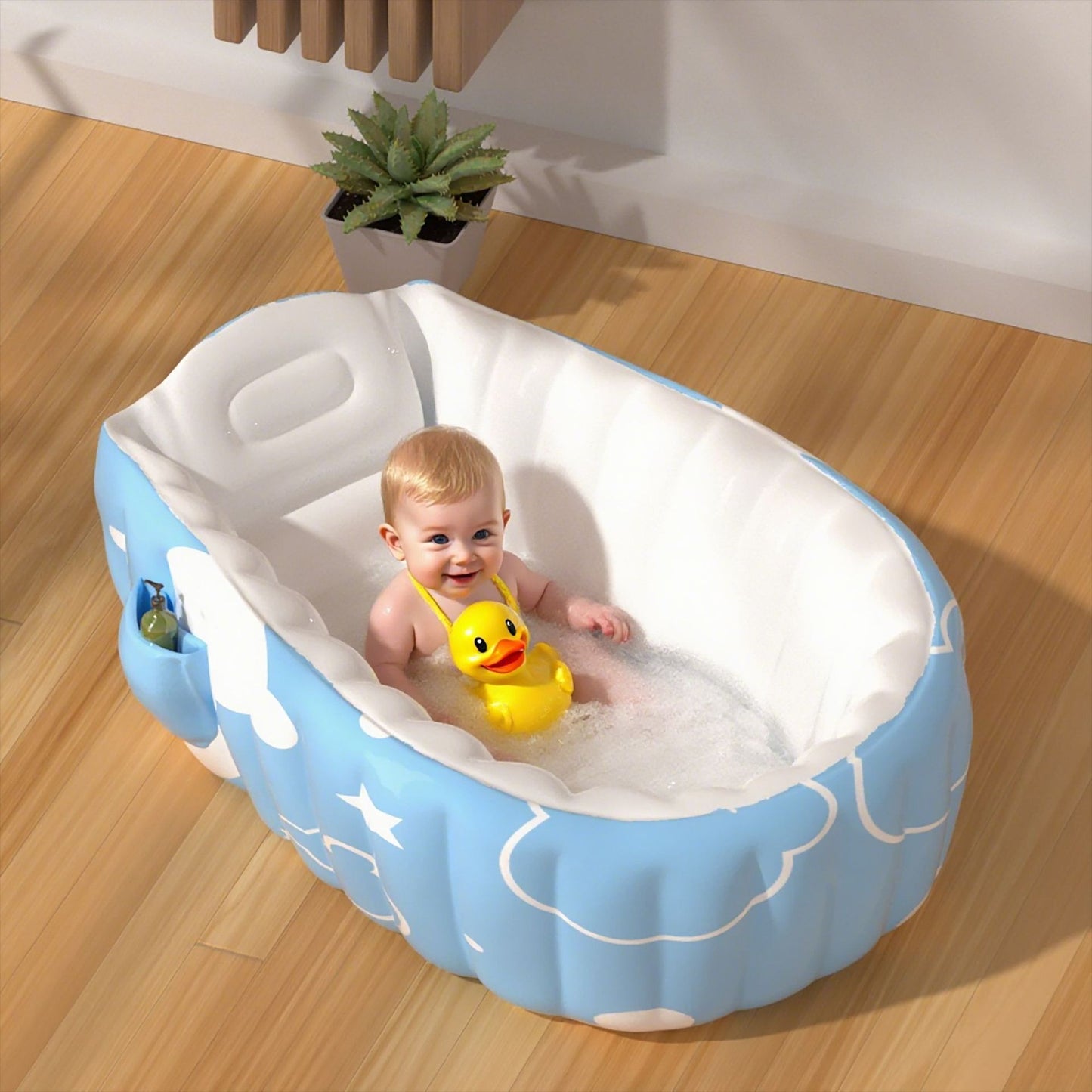 Unisex Aufblasbare Komfort-Badewanne mit seitlichen Ablagen Brehn