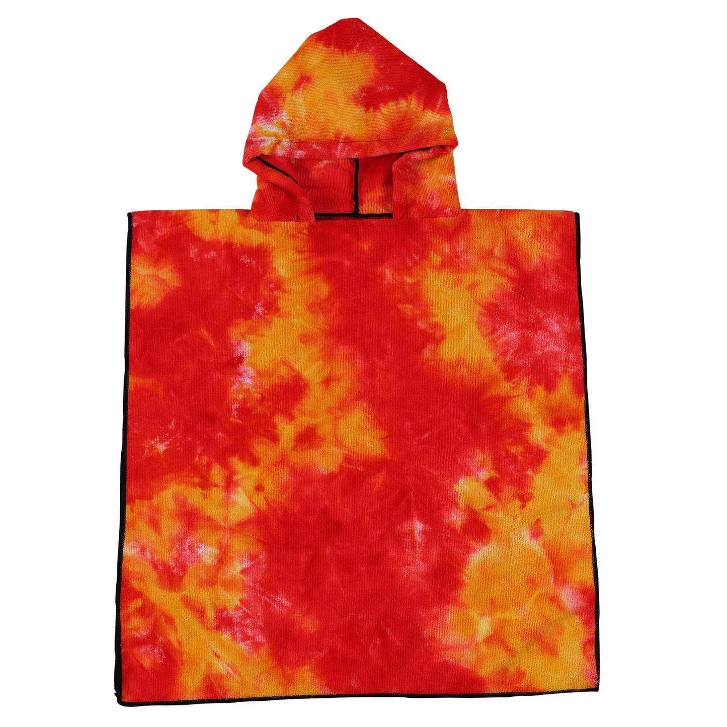 Damen Fleece-Poncho mit Kapuze und buntem Tie-Dye-Design Brehn
