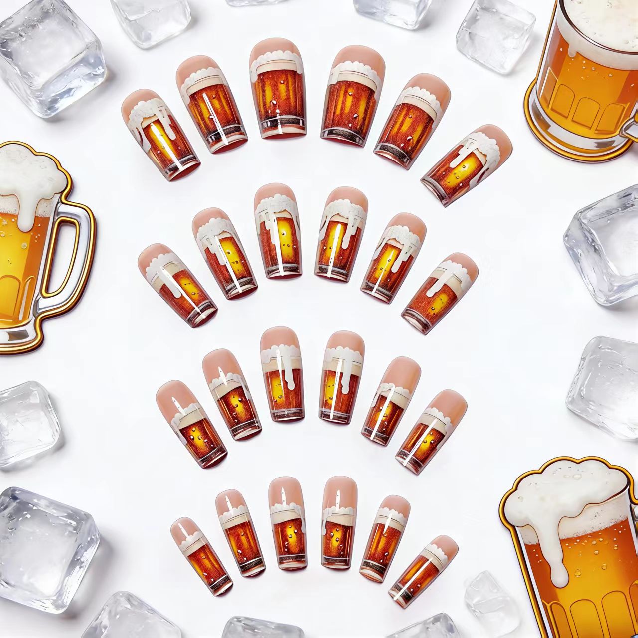 Kunstnägel mit Kreativem Bierglas-Design Brehn