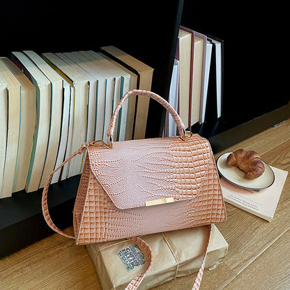 Strukturierte Leder Schultertasche