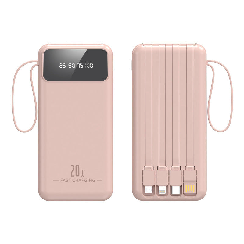 Tragbare Powerbank mit integriertem Kabelsystem und digitaler Ladeanzeige Brehn