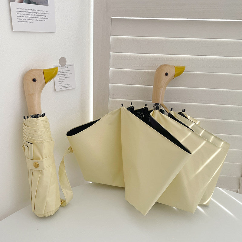 Damen Faltbarer Regenschirm mit einzigartigem Enten-Griff Brehn
