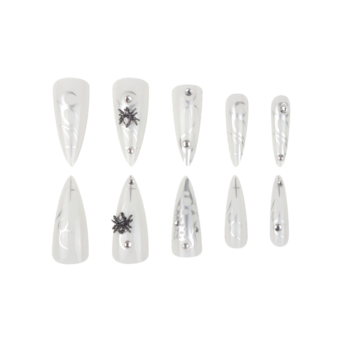 Elegante Stiletto Press-On Nägel mit metallic Design Brehn