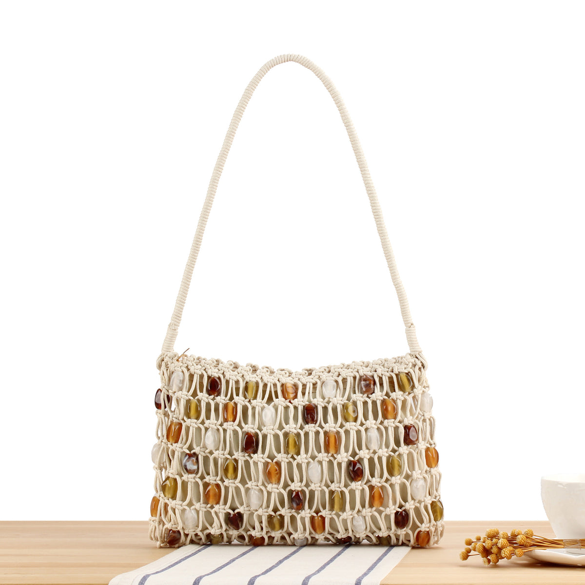 Beuteltasche mit Bunten Perlen Brehn