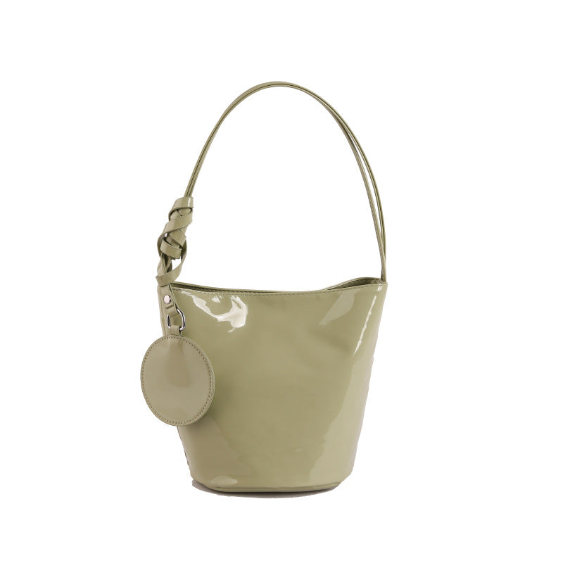 WoChic Patente Leder Eimer Tasche Brehn