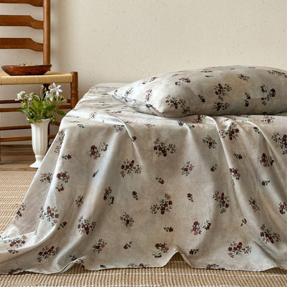 Gegerbete Leinenmischung Floral Bettüberwurf und Kissenbezug Set