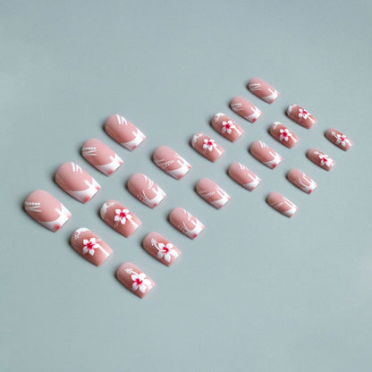 Floral Französische Spitze Nagelkunst Set