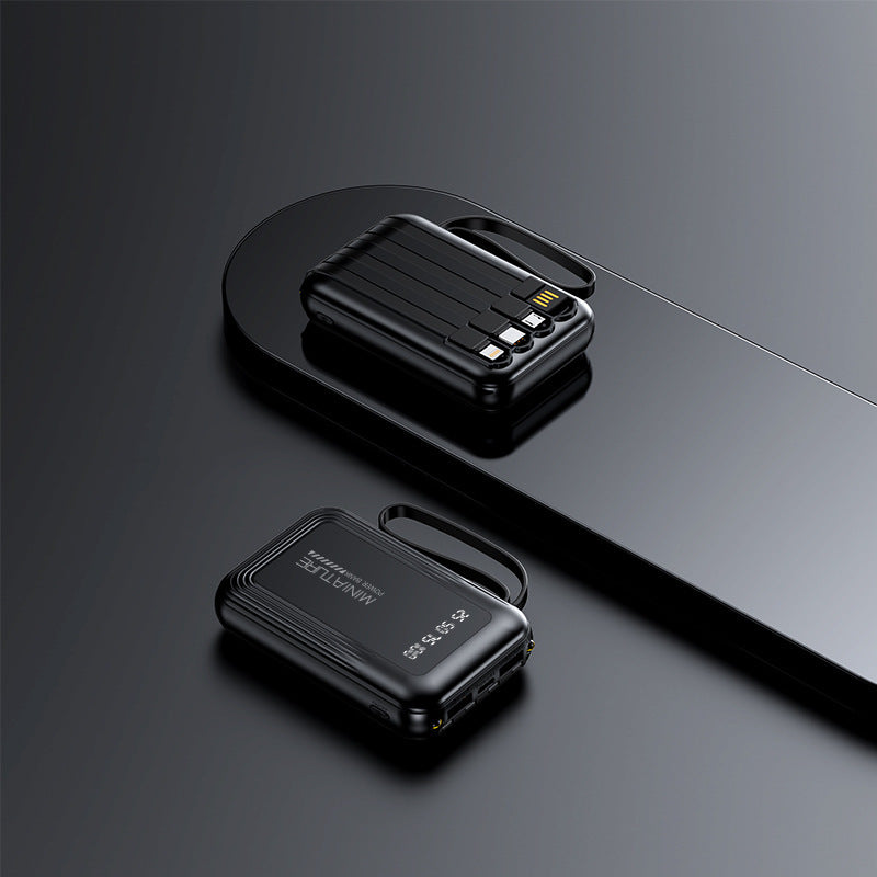 Praktische Powerbank mit kabelloser Schnellladefunktion und integriertem Kabelsystem Brehn