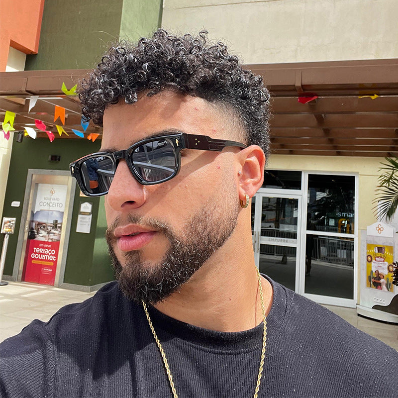 Herren Retro Rechteckige Sonnenbrille Brehn