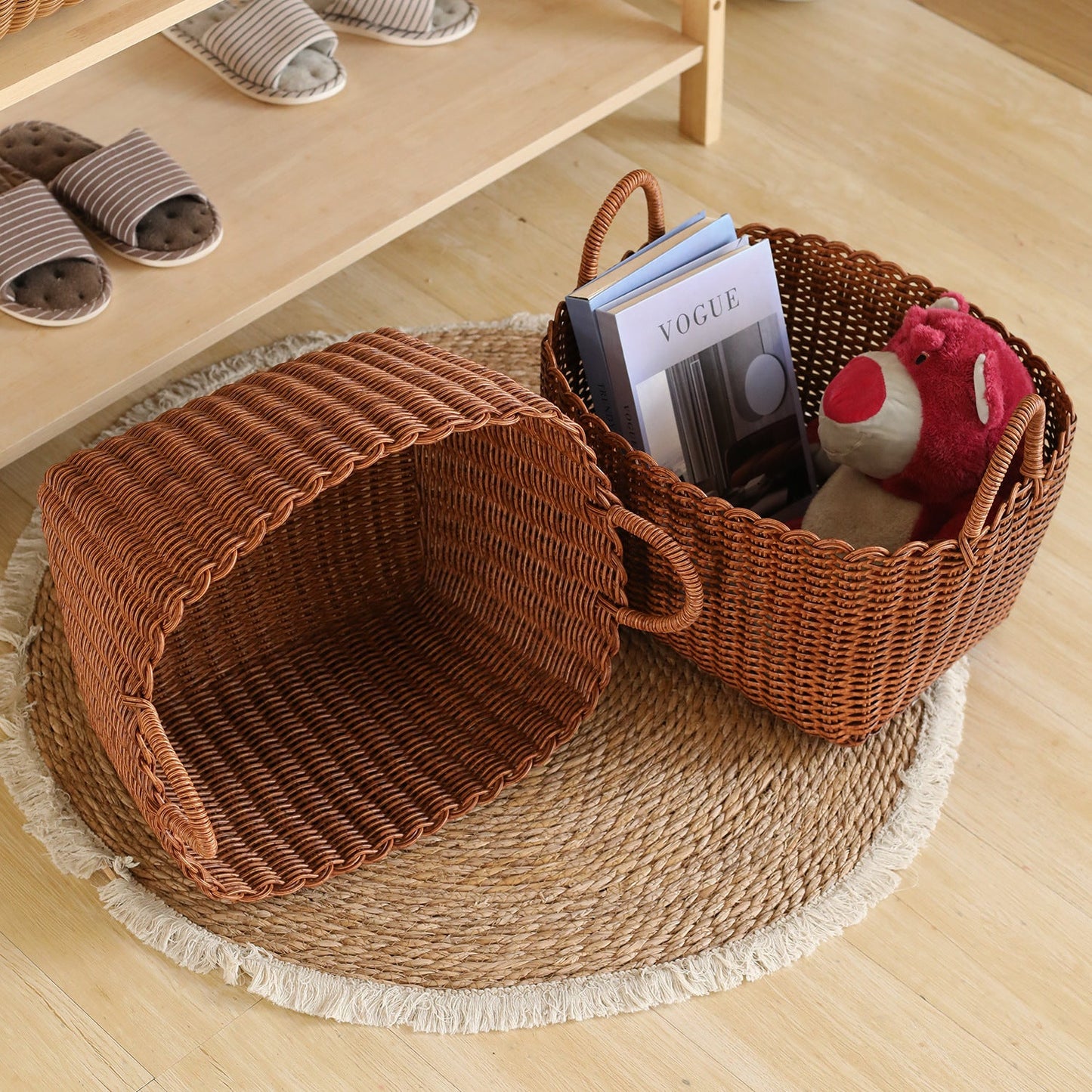 Handgewebter vielseitiger Aufbewahrungskorb mit ergonomischen Griffen Brehn