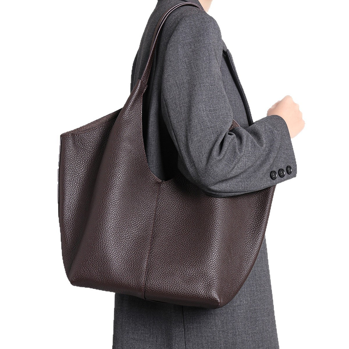Gepunktetes Leder Große Schulter Tasche