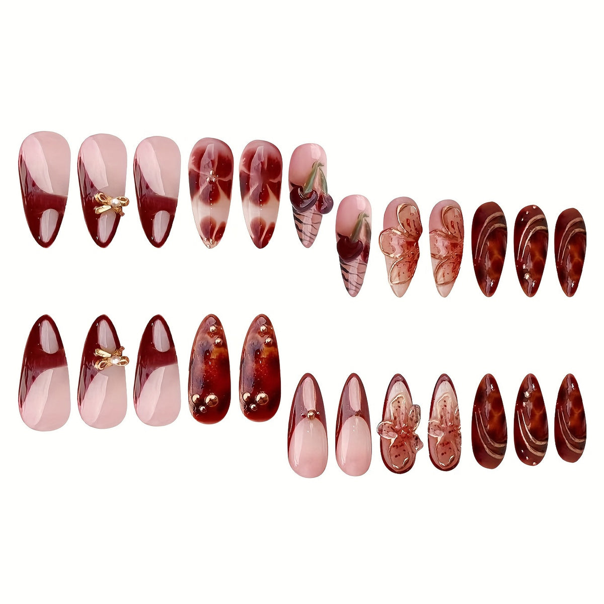 Künstlerisches blumeninspiriertes Acryl-Nagel-Set Brehn