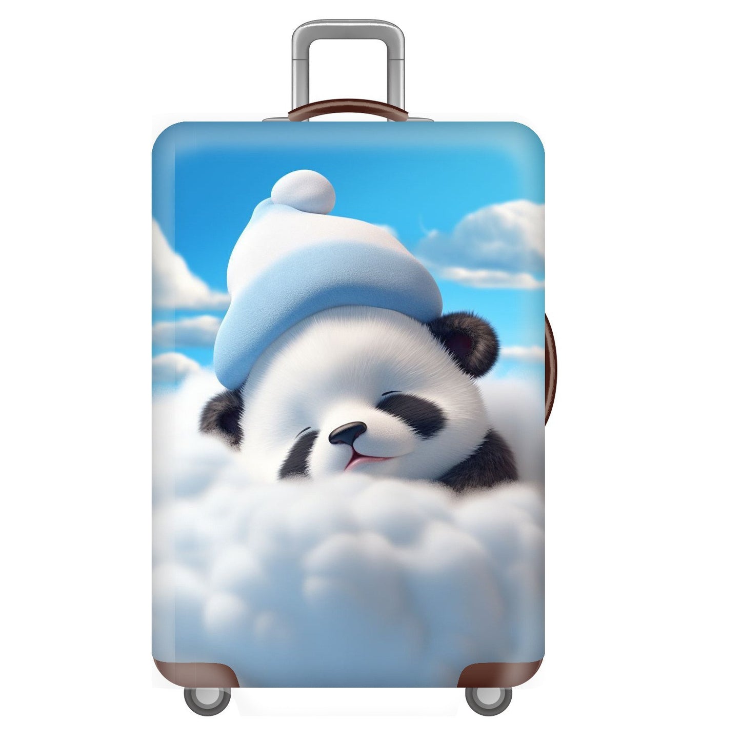 Unisex nan elastische Kofferhülle für Hartschalen-Trolley mit niedlichem Panda-Motiv, dehnbarer Schutzüberzug mit Griff‑ und Rollenöffnungen Brehn
