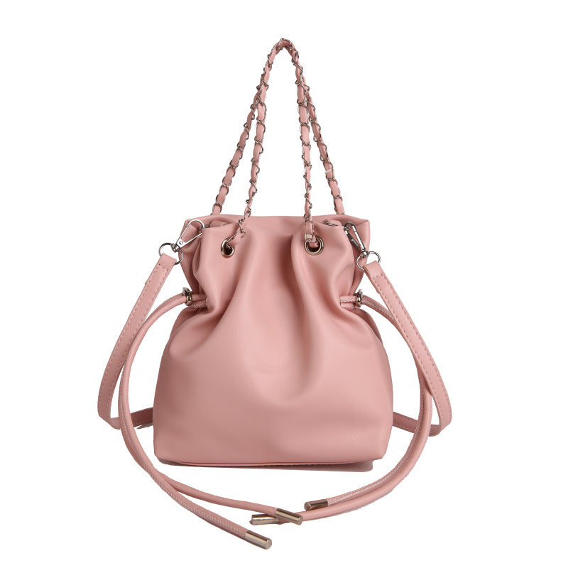 WoChic Lässige Leder Bucket Bag Brehn