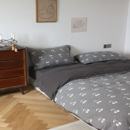 Umkehrbare gebürstete Baumwolle Herz-Druck Bettbezug Set mit Kissenbezügen