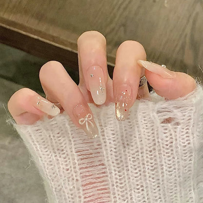 Glitzerndes Langdruck-Fingernagel-Kunstset Brehn