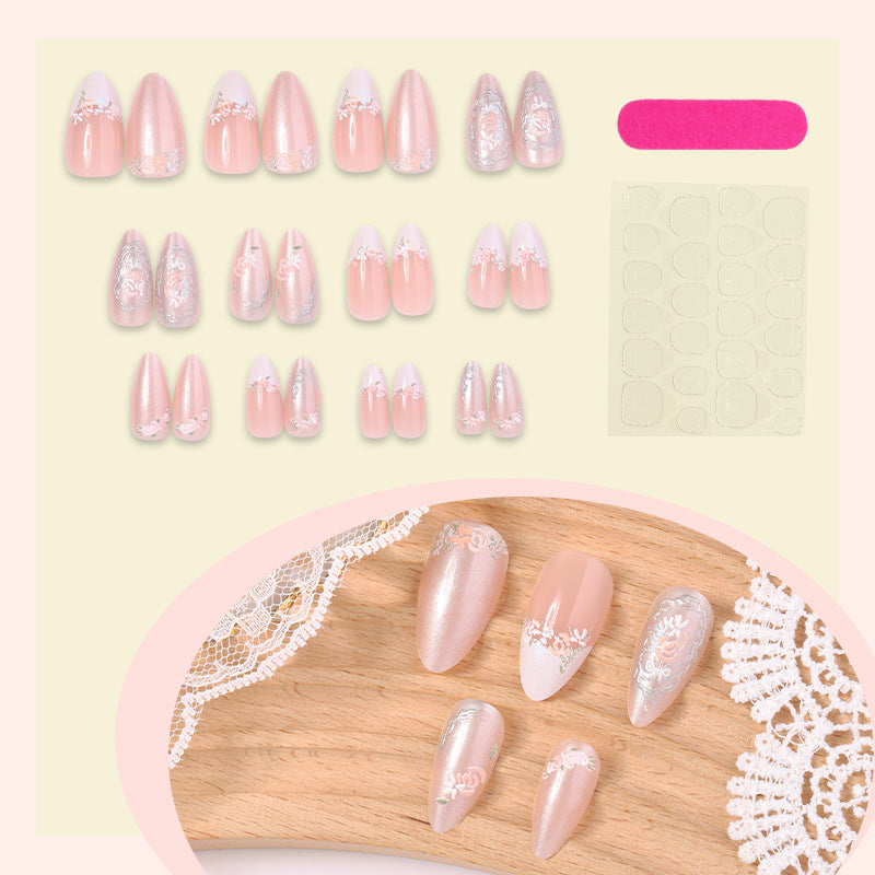 Elegantes florales Press-On-Nagelkunst-Set Brehn