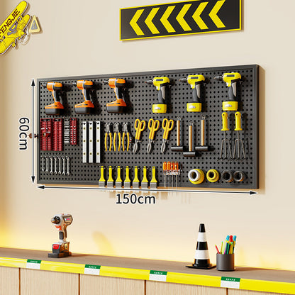 Wandmontierter perforierter Metallwerkzeug-Pegboard-Organizer mit Magnetstreifen und Mehrfachhaken