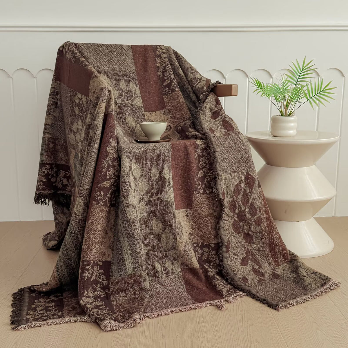 Übergroße Jacquard-Patchwork-Blumen-gewebte Wurfdecke mit francomierten Kanten