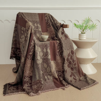 Übergroße Jacquard-Patchwork-Blumen-gewebte Wurfdecke mit francomierten Kanten