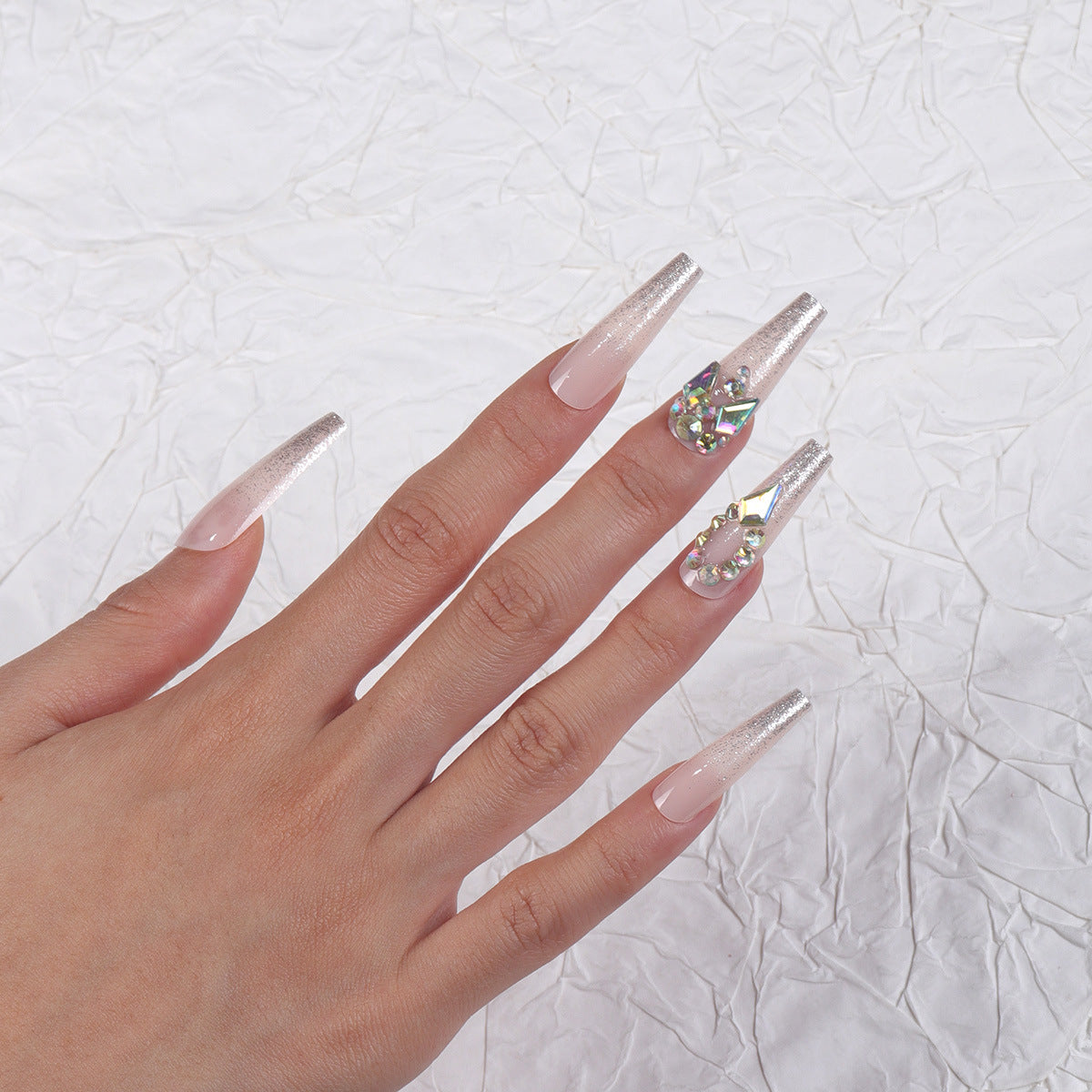 Rhinestone-verzierte Stiletto Press-On Nägel Brehn