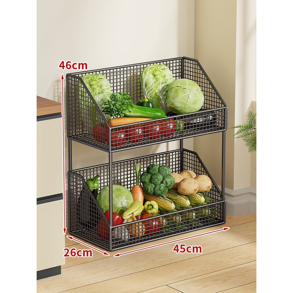 Zwei-Stufiges Mesh-Rollwagen Küche Obstlagerwagen