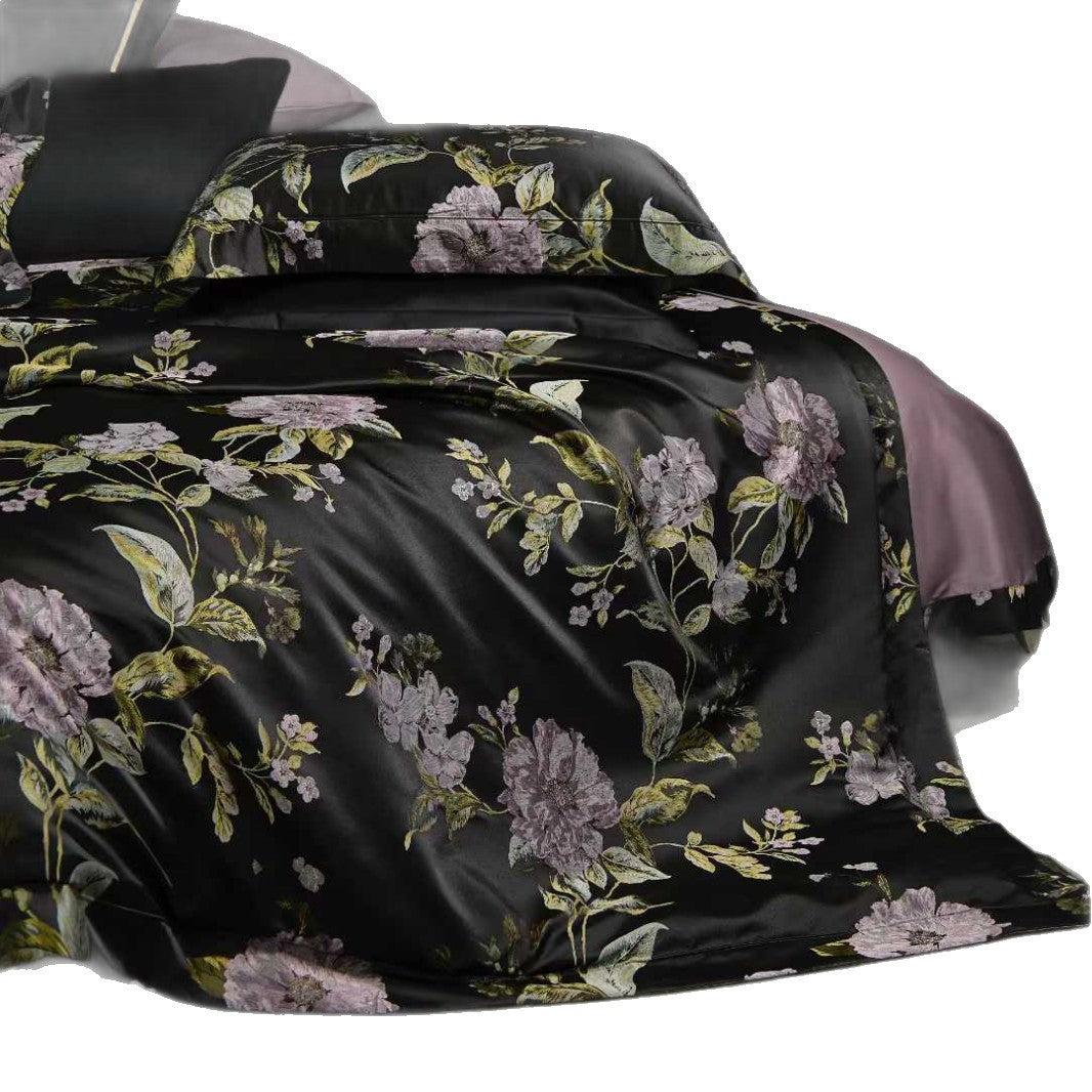 Luxuriöser Floral Satin Bettwäsche Bettbezug Set