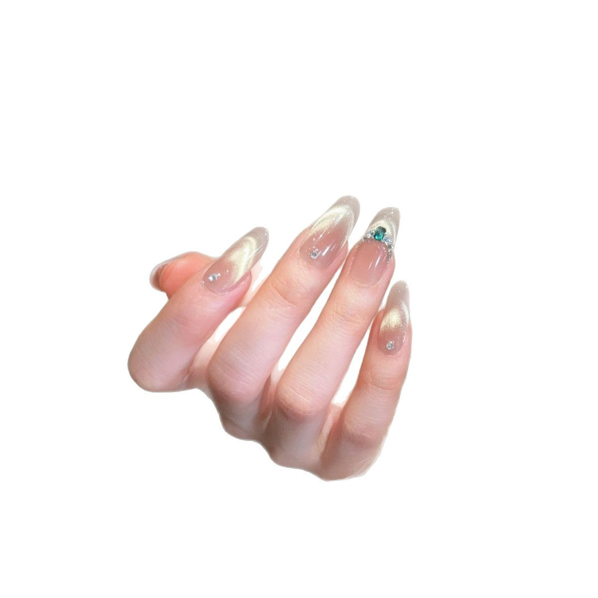 Elegante Strass Ombre Klebe-Nägel Brehn