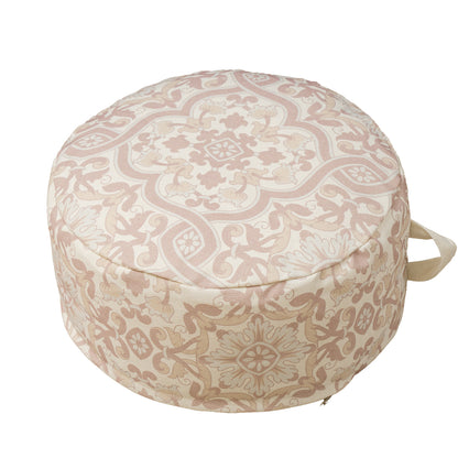 Runder Boden-Pouf mit gewebtem Ornamentmuster und Tragegriff Brehn