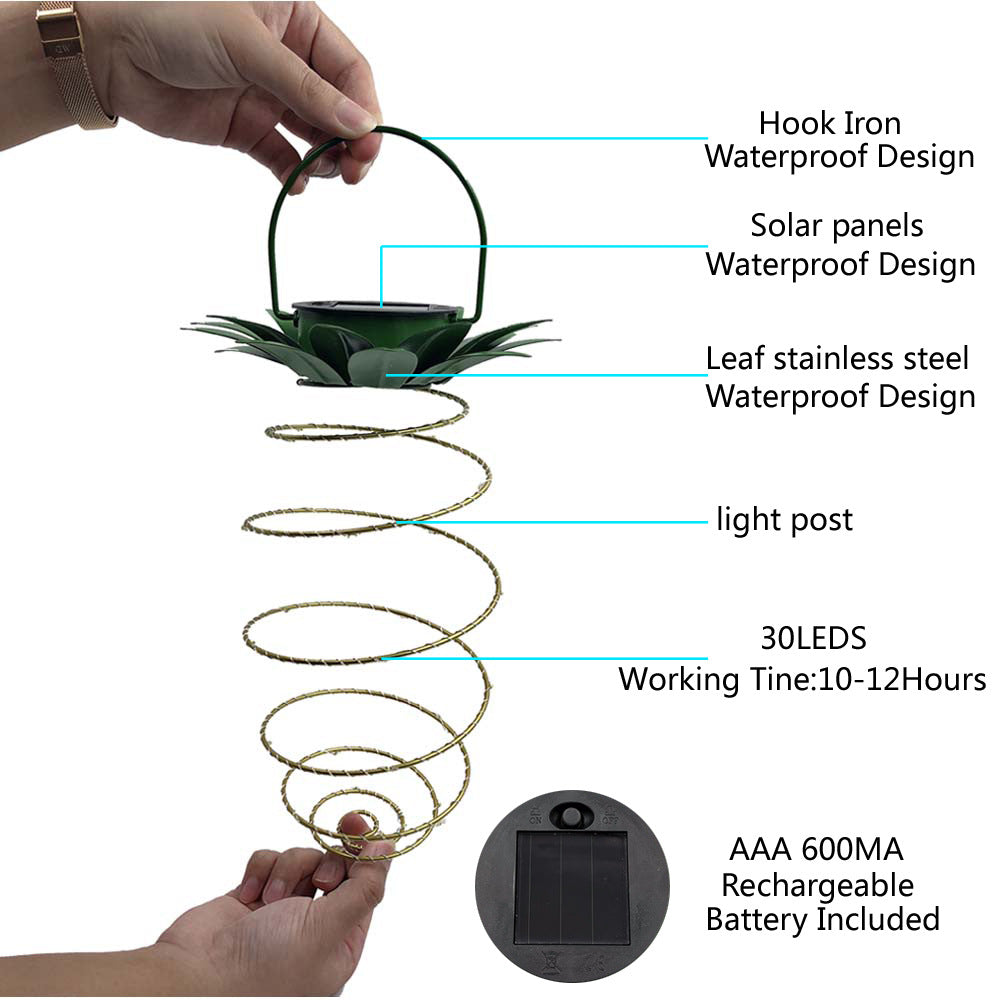 Spiral Hängende Solar LED Laterne Mit Lotus Dach Und Tragegriff Brehn