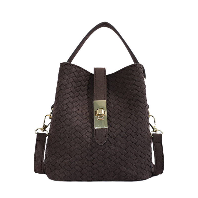 Gewebte Leder Eimer-Handtasche