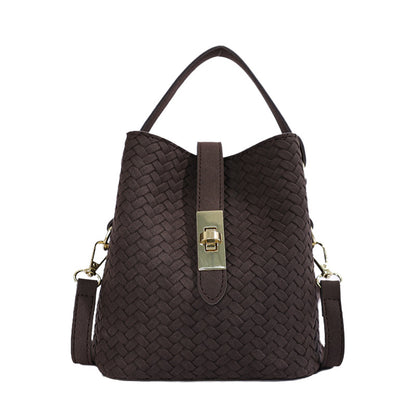 Gewebte Leder Eimer-Handtasche