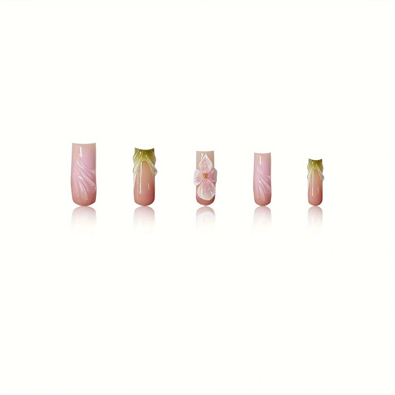 Künstlerische florale Press-On-Nagelerweiterungen Brehn