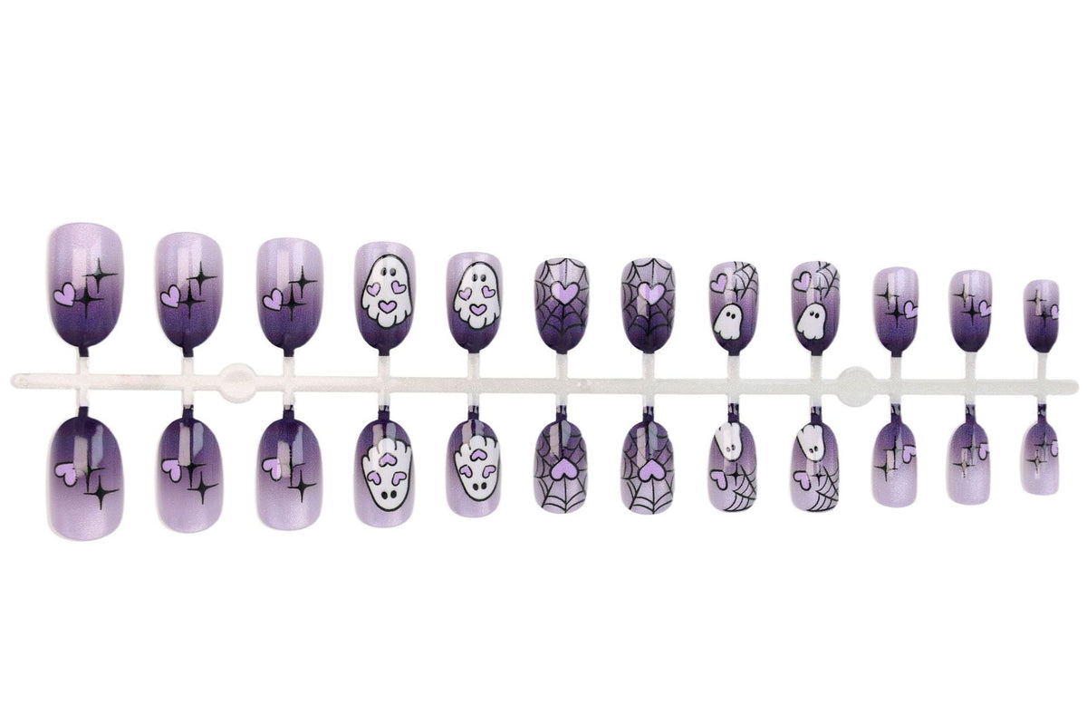 Halloween Kunstnagelset mit Geister- und Spinnenmotiven Brehn