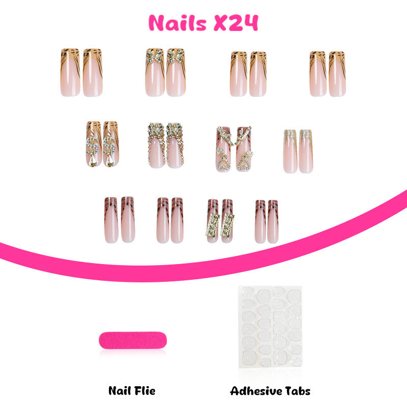 Kunstnagelset mit elegantem Dekor und Glitzer Brehn