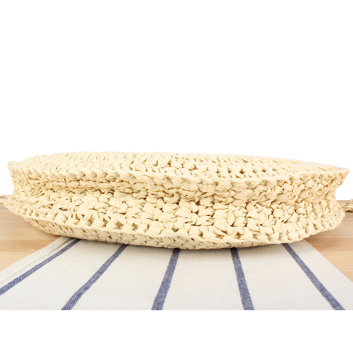 Handtasche Aus Hochwertigem Pflanzenfasergeflecht mit Holzgriff Brehn