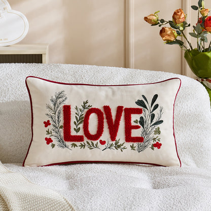 Bestickte Script Love Kissenbezug mit tufted Herz