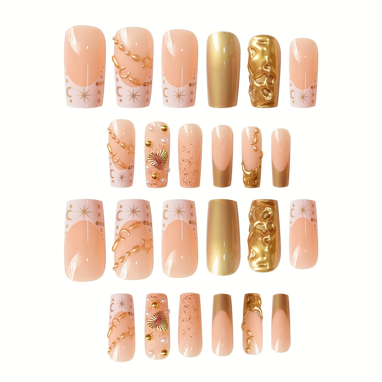 Aufwendige goldene dekorative Nagelkunst Brehn
