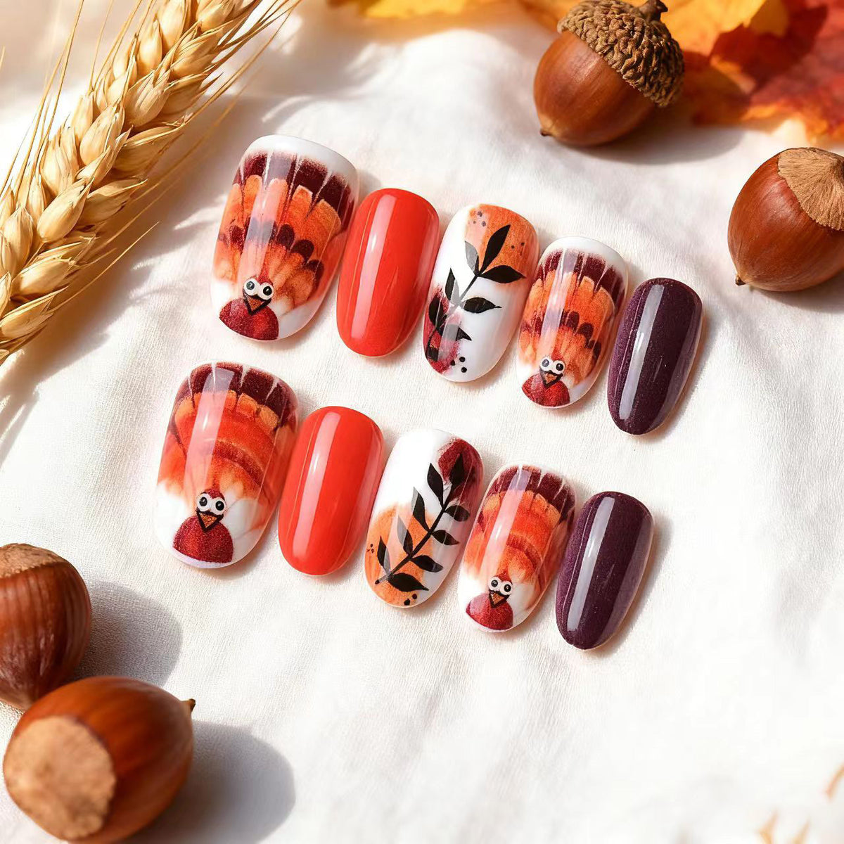 Herbst-Themen Dekorative Press-On Nagelkunst Set Brehn