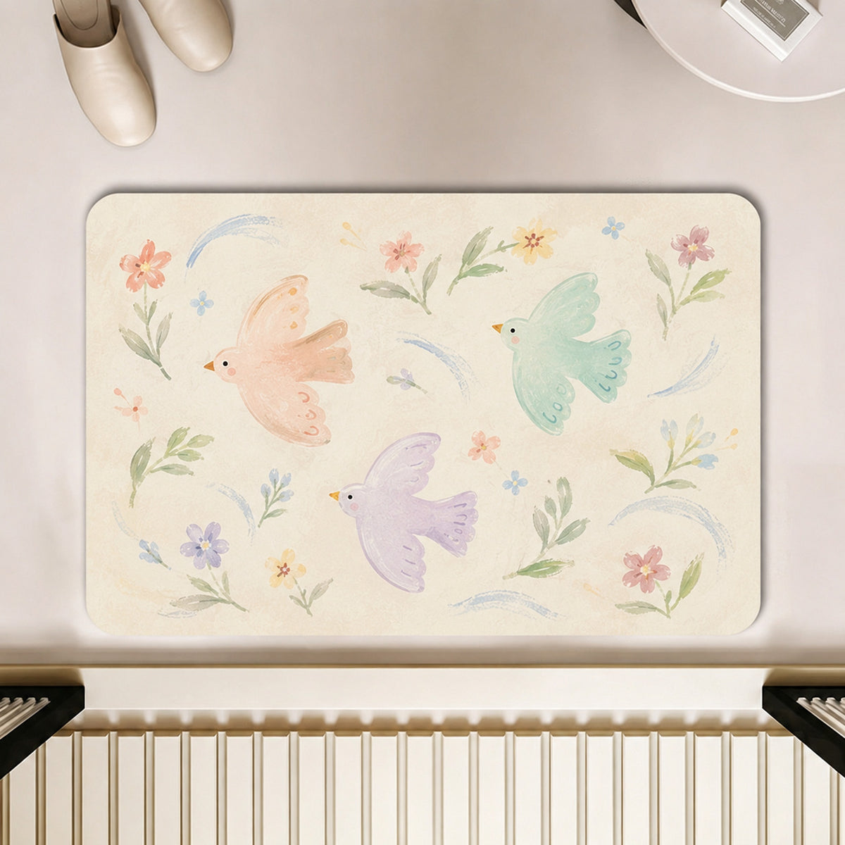 Künstlerisches florales Motiv Badeteppich